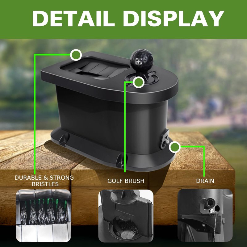 Orle Oko Golf Cart Ball Washer and Club Cleaner Kit with Mounting Bracket, Golf Ball Washer Cleaner for EZGO, Club Car, Yamaha, Advanced EV, Star EV, Universal & Detachable