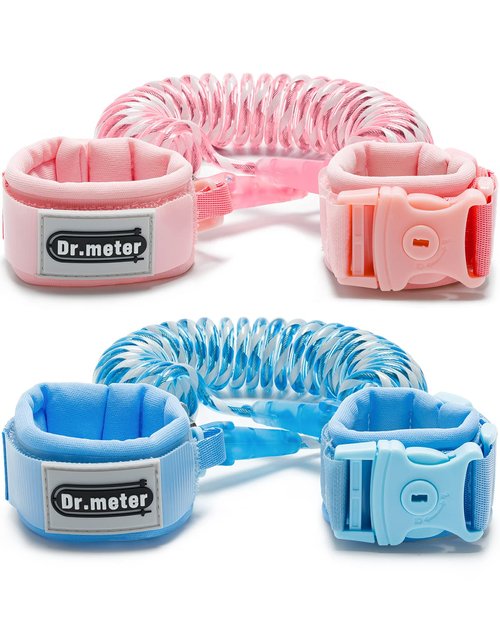 Dr.meter Anti-Lost Toddler Safety Leash - 2 Pack Reflective Walking Harness, 8.2ft Length in Pink & Blue