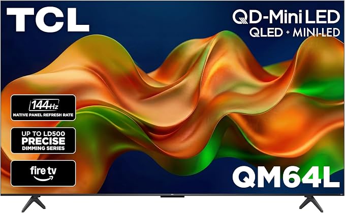 TCL 75 Inch Class QM64L Series | Mini LED QLED 4K HDR Smart Fire TV | 75QM64L, 2026 | 120Hz-144Hz High Brightness, Dolby Vision Atmos, Alexa+ Voice Remote AI Streaming Television | Amazon Exclusive