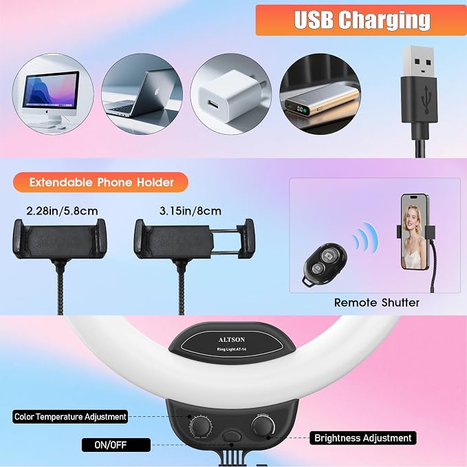 ALTSON 14'' Selfie Ring Light