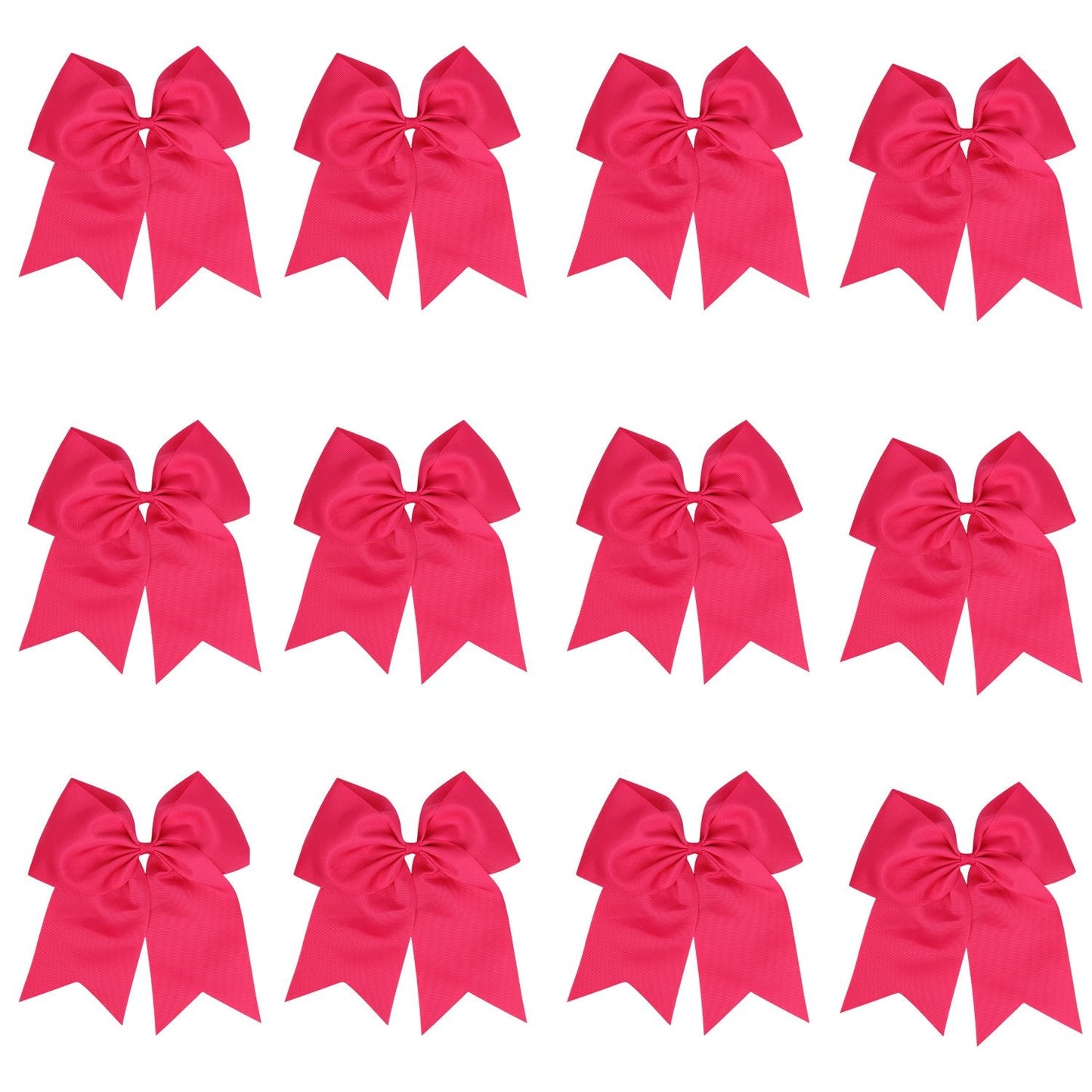 8 Inch Cheerleader Bows Ponytail Holder Cheerleading Bows Hair Tie(Shocking Hot Pink)