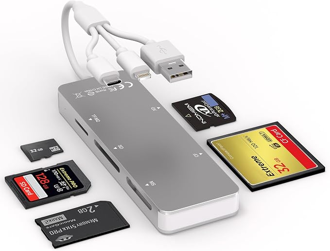 Memory Stick Pro Duo Adapter, 5-in-1 Aluminum SD/TF/CF/MS/XD Picture Card Reader