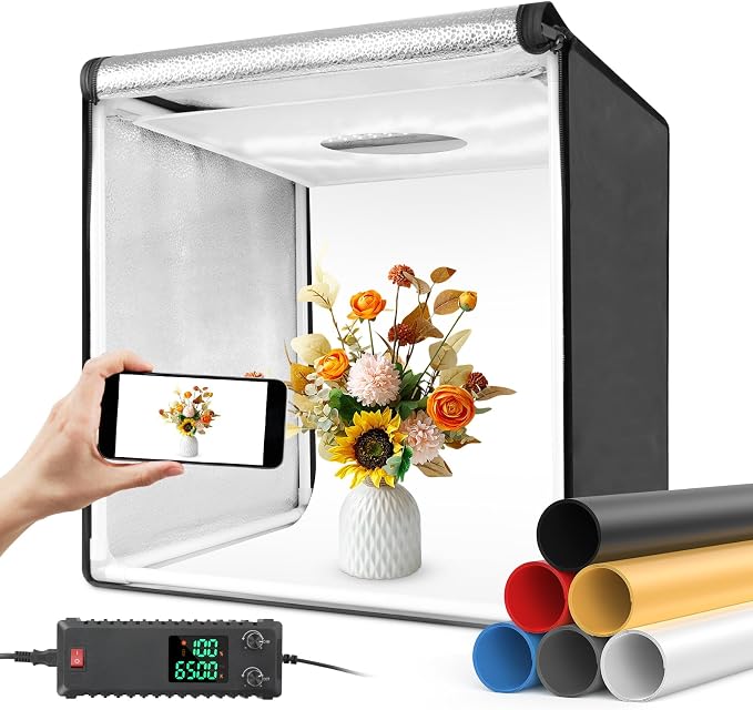 Bi-Color LED Photo Light Box 24x24 inch, Dimmable LEDs Product Photography