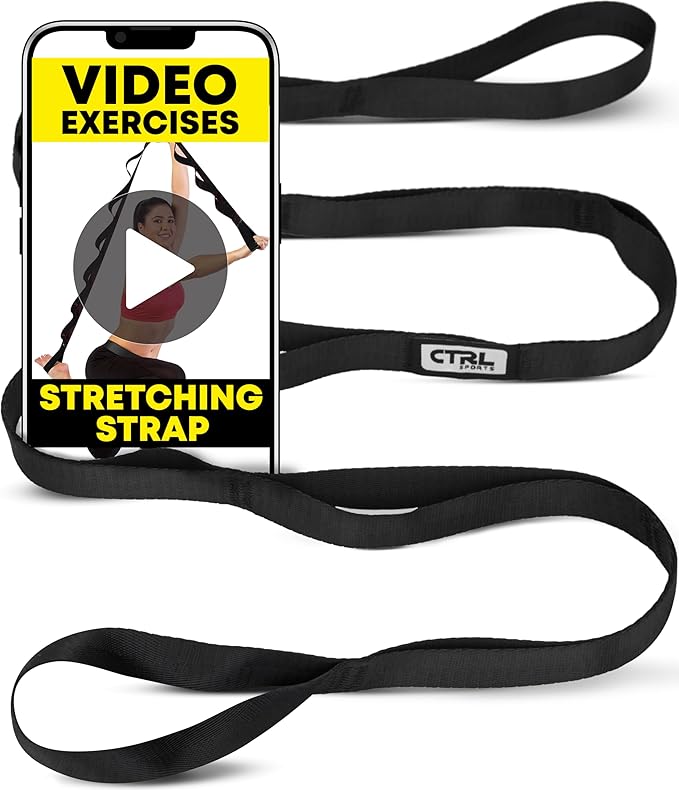 Stretching Strap Non Elastic Yoga Strap with Loops - Stretching Band for Physical Therapy, Stretch Bands for Exercise and Flexibility - Stretch Strap with 10 Loops, Hamstring & Leg Stretcher by CTRL Sports