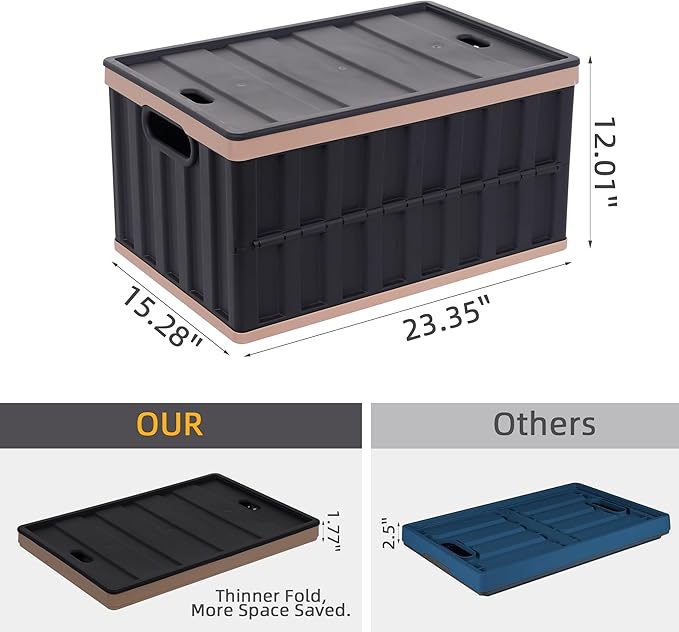 Citylife 64L Collapsible Storage Bins with Lids Plastic Storage Containers for Organizing Stackable Storage Box Large Heavy Duty Utility Crates, 2 Packs