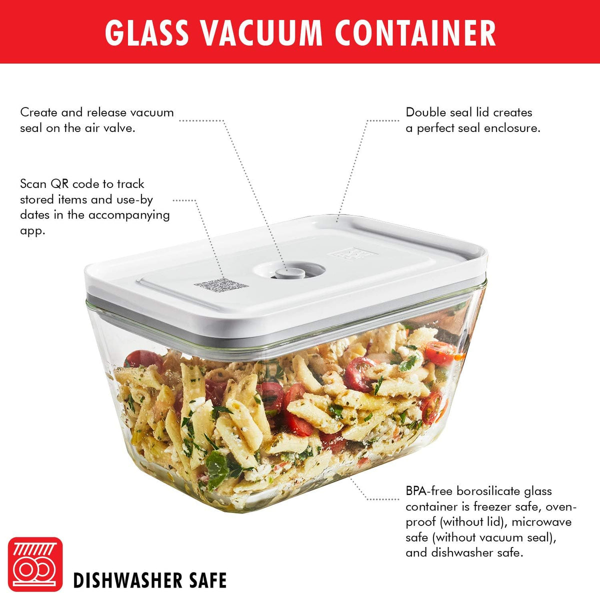 ZWILLING Fresh & Save Vacuum Sealer Machine - Airtight Glass Food Storage Containers & Sous Vide Bags