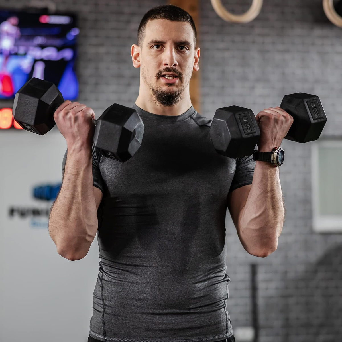 Sozier Hex Dumbbell Set - Rubber Weights with Non-Slip Handles | 2 x 12lbs, 2 x 15lbs, 2 x 40lbs, 2 x 45lbs, 2 x 50lbs for Home Gym Fitness