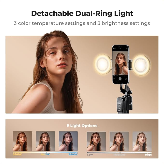K&F CONCEPT 71“ Auto Face Tracking Tripod, 360° Rotation Selfie Stick