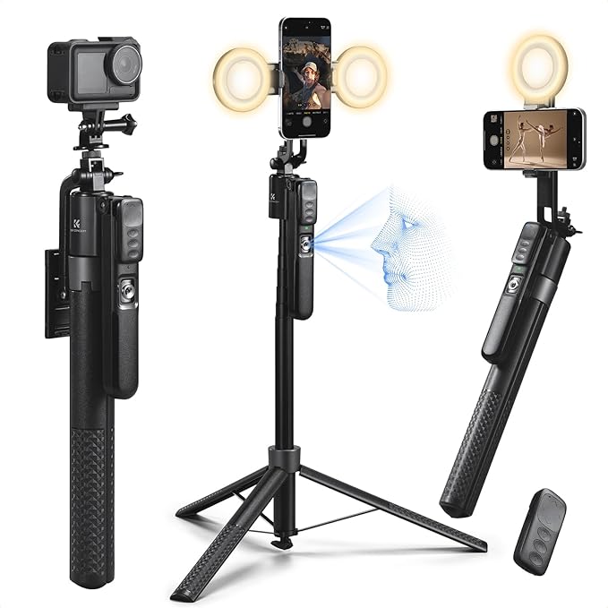 K&F CONCEPT 71“ Auto Face Tracking Tripod, 360° Rotation Selfie Stick