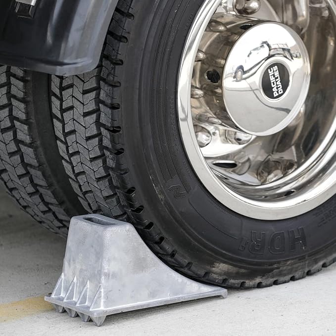 Buyers Products WC1267 Aluminum Wheel Chock, 6.25 x 12.25 x 7 Inch, Steep Slope Design with Rugged Teeth for Extra Stability, Silver