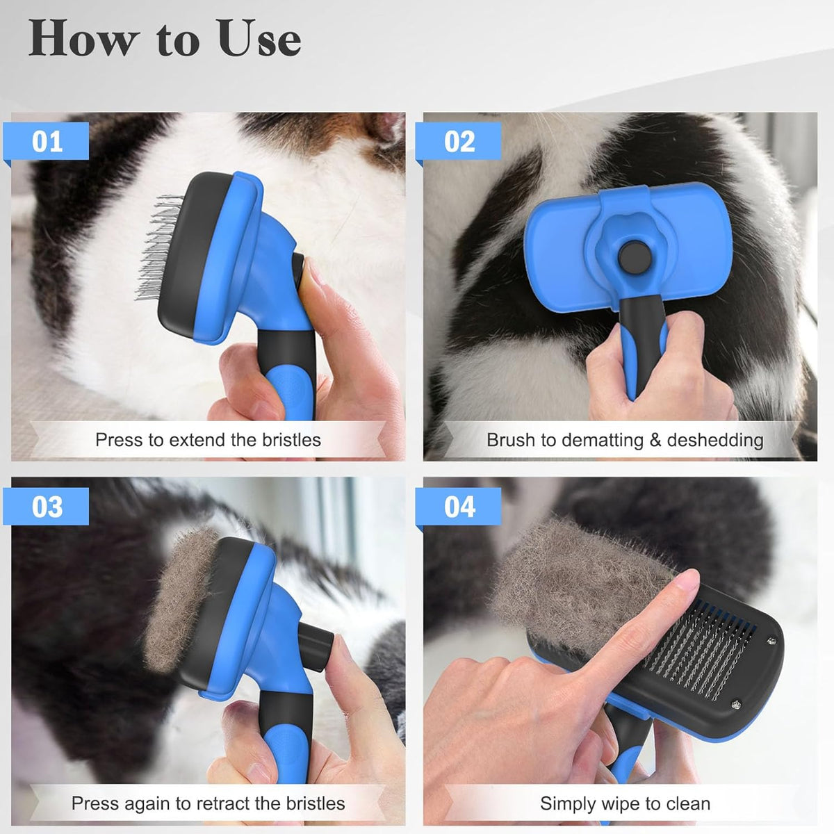 Swihauk Self-Cleaning Slicker Brush - Gentle Deshedding Tool for Dogs & Cats | Blue Color