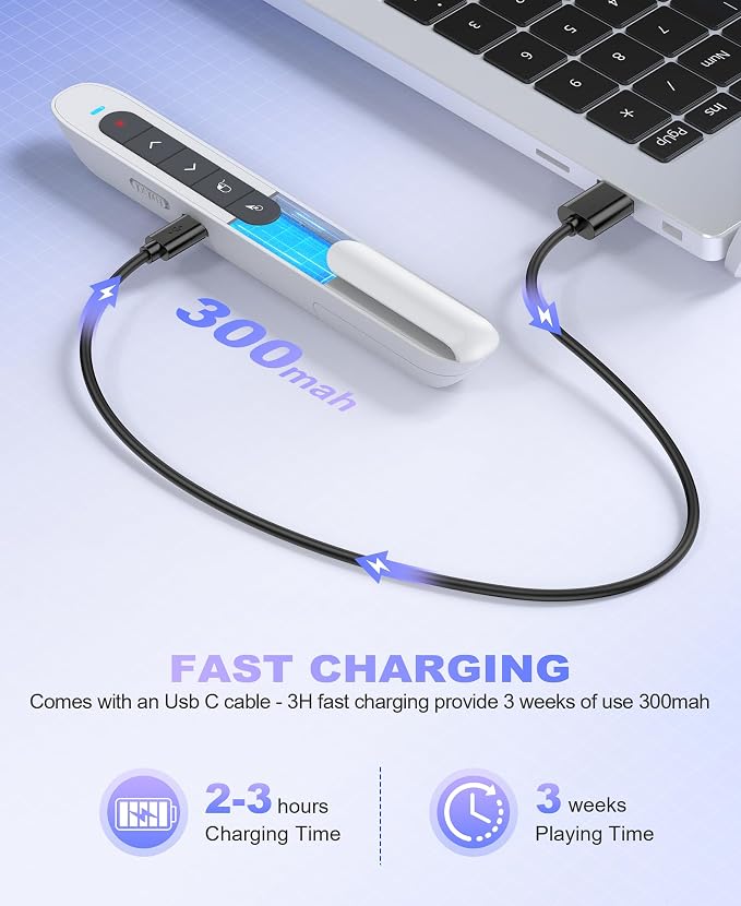 2 in 1 USB Type C Wireless Rechargeable Presenter Remote