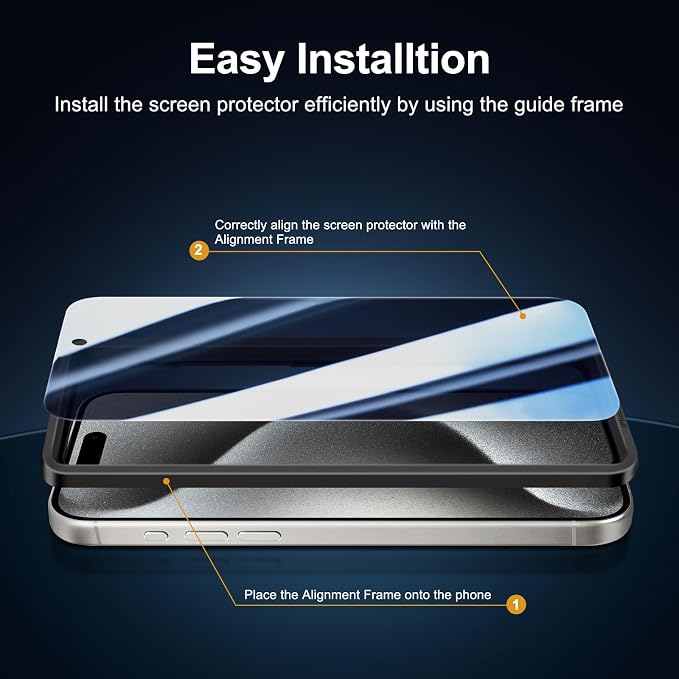 NEW'C 3x Privacy for iPhone 15 Pro Max Screen Protector+ 3x Camera Lens
