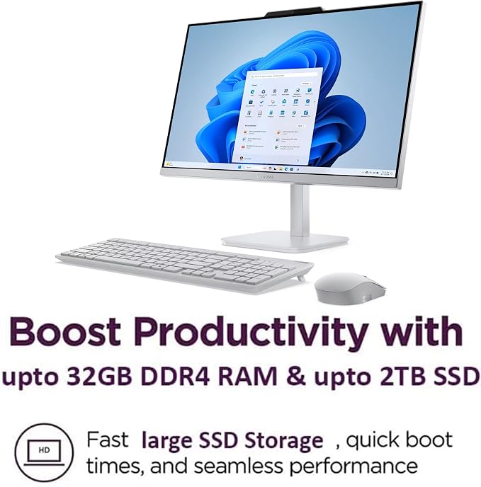 Lenovo 24" FHD All-in-One Desktop Computer, Intel 4-Core Processor (Beats i3-1110G4), 8GB RAM, 512GB PCIe SSD, HDMI, WiFi 6, RJ45, Bluetooth, Business AIO, Vent-Hear, Keyboard & Mouse, Windows 11 Pro