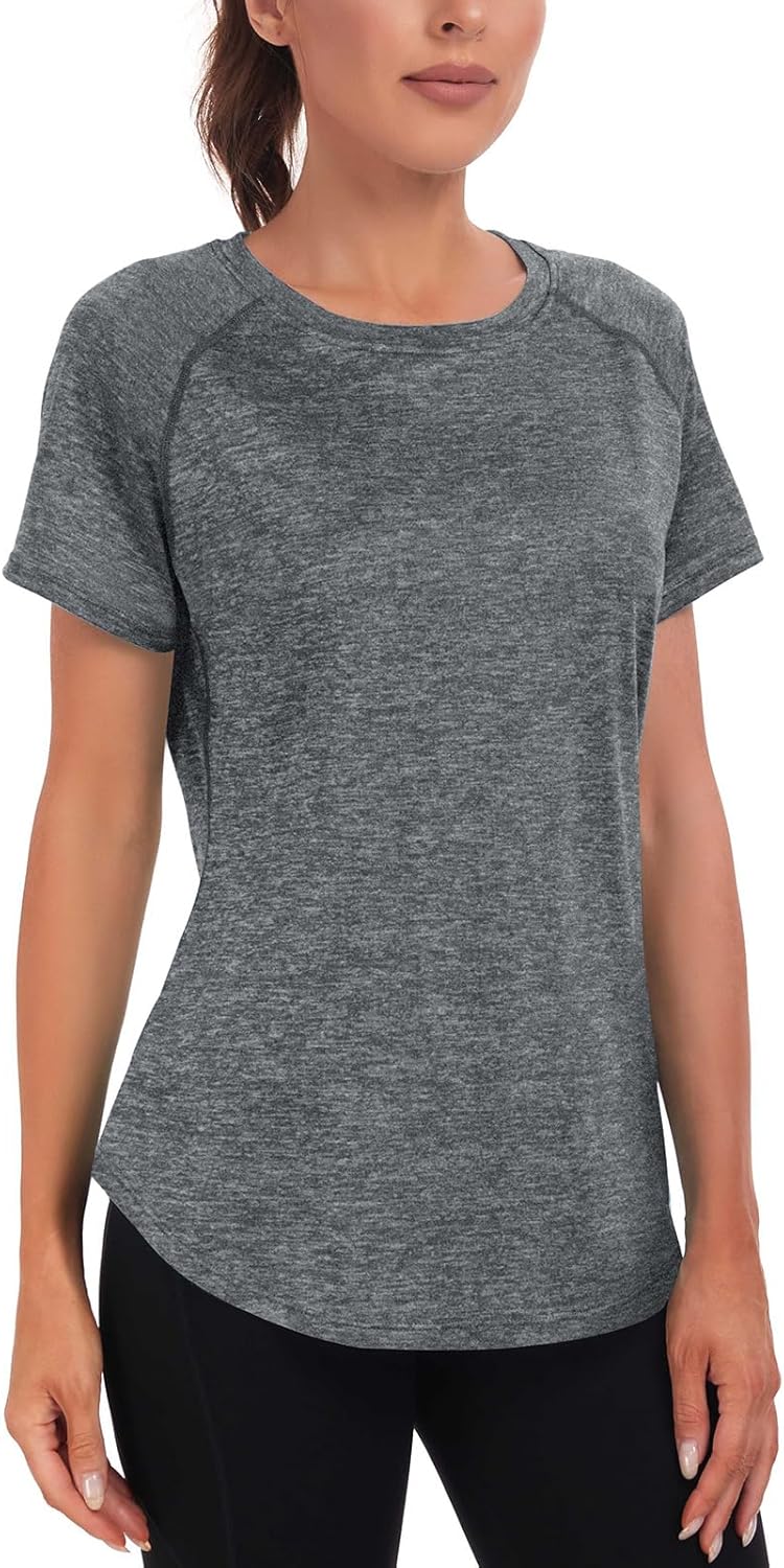 Skiennix Women's Dry-Fit Workout Top - Short Sleeve Mesh Open Back Gym Tee | Loose Fit Exercise Shirt
