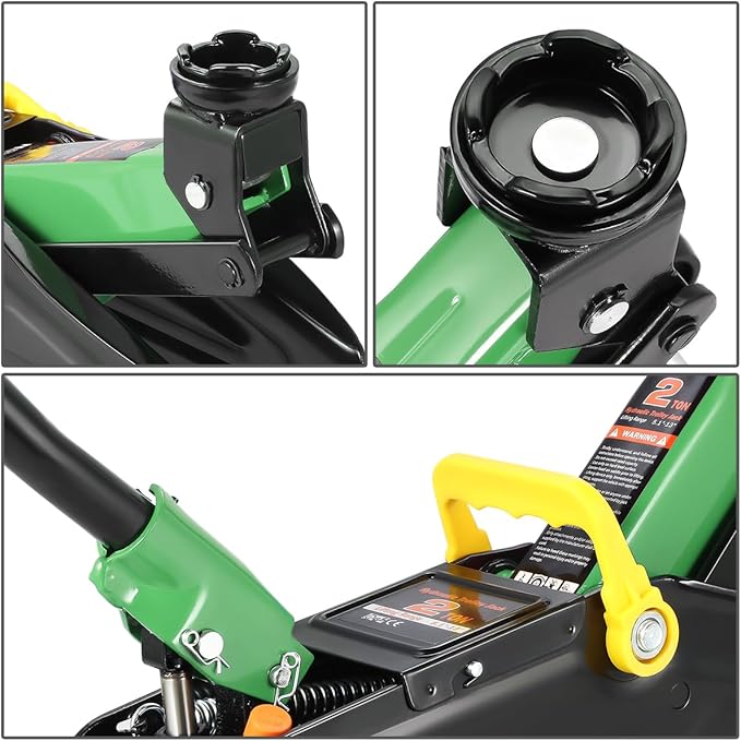 PM PERFORMOTOR Low Profile Hydraulic Trolley Service/Floor Jack, 2 Ton (4000 lbs) Capacity, Lifting Range 5.1"-13",Green,PM-TOL-FJ20-GR