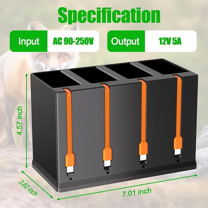 JYJZPB 4-Slot Battery Charging Station Compatible