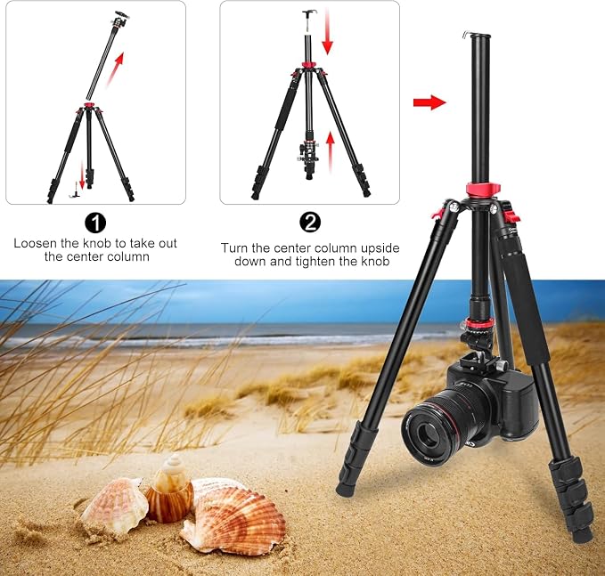CAVIX 79" Camera Tripod, 2-in-1 Aluminum Alloy Tripod