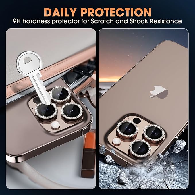 for iPhone 16 Pro/16 Pro Max Camera Lens Protector Bling Individual Metal