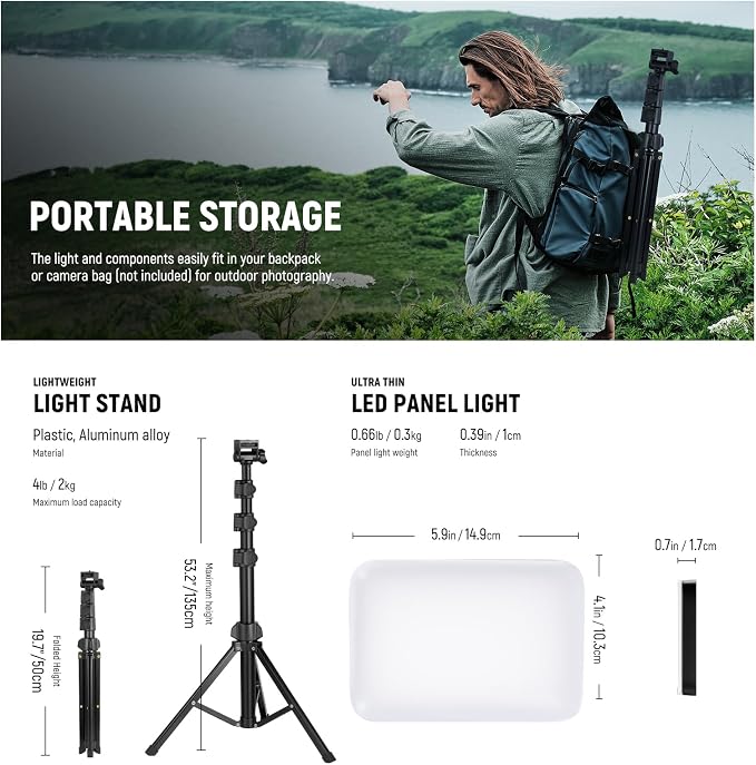 NEEWER Basics 2 Pack LED Video Light Panel Lighting Kit, Bi Color Dimmable