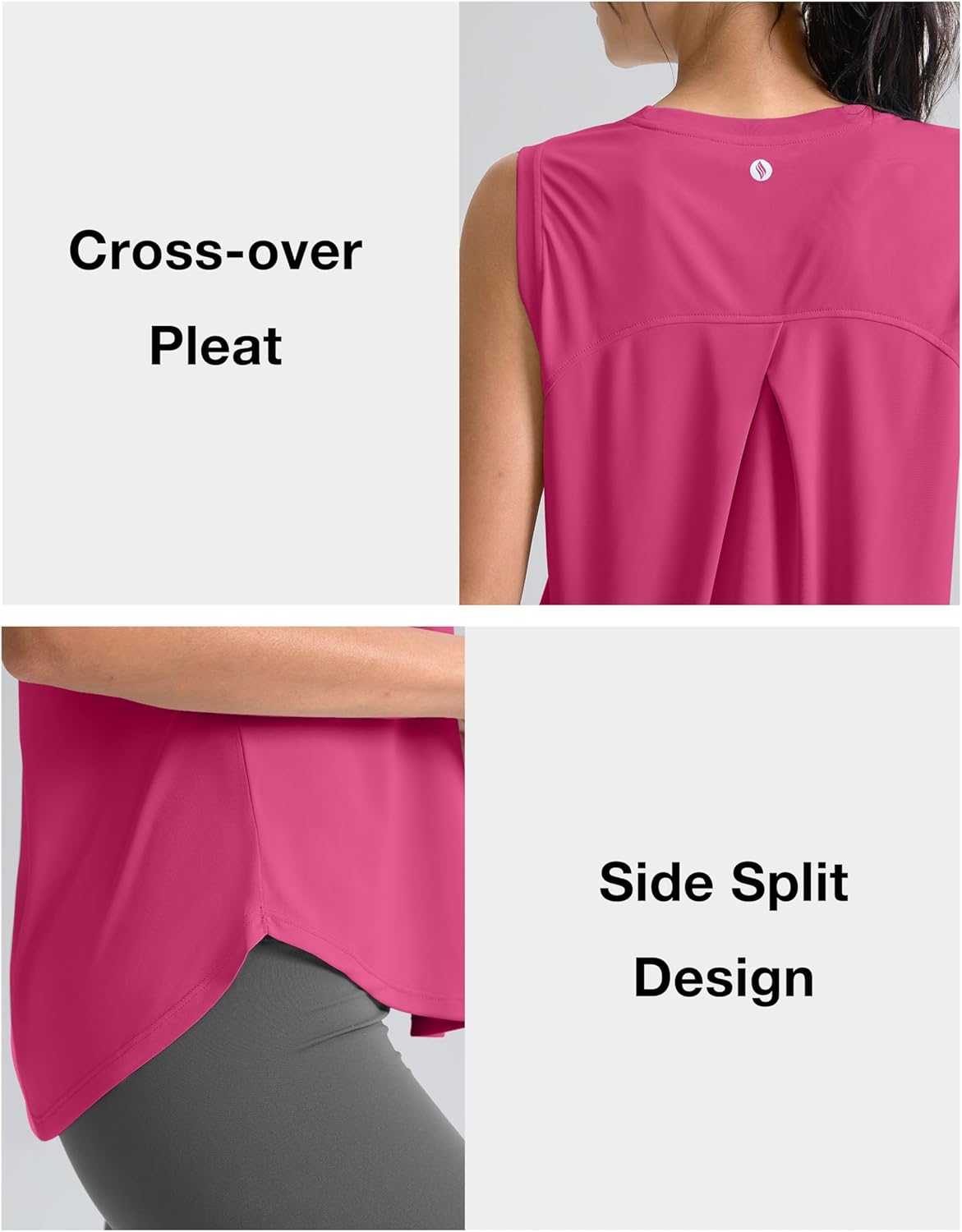 SANTINY Women's Athletic Tank Tops - Breathable Lightweight Workout Shirts for Tennis & Yoga
