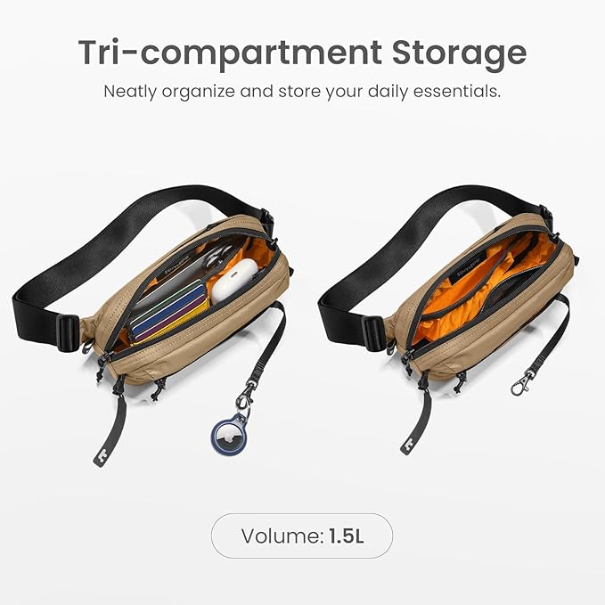 tomtoc 1.5L Sling Bag with RFID Blocking, Crossbody Bag Minimalist Chest