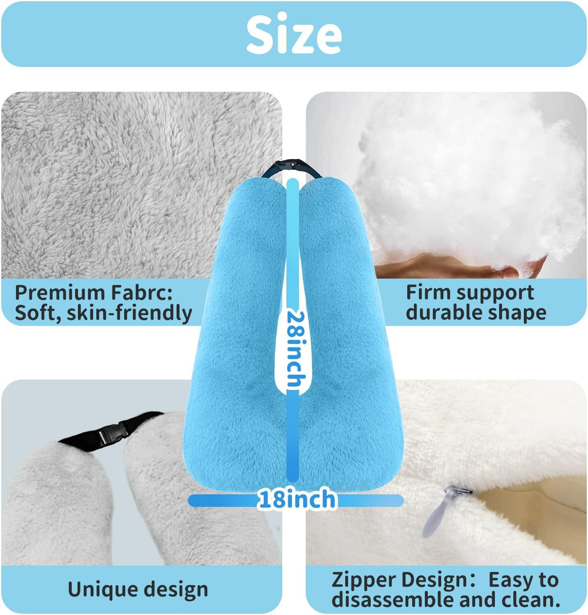 Travel Pillow,Car Pillow for Kids,Support Head and Neck on Road Trip-Black | Car Sleeping Pillow with Adjustable Strap, Road Trip Essentials for Kids and Adults,Velvet Fabric Filled with High PP Cotton