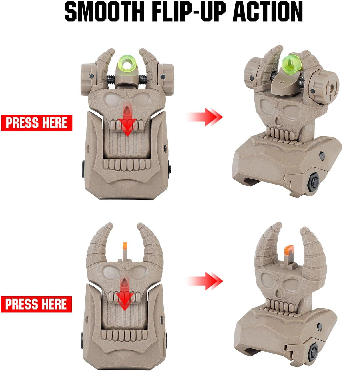 Skiennix Flip Up Sights - Durable Polymer Fiber Optic Sights for Picatinny Rails