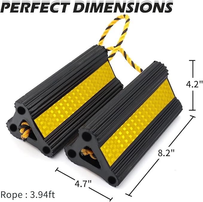 Vacallity Wheel Chocks for Travel Trailers, Sturdiness Heavy Duty Solid Rubber Camper Trailer RV Wheel Chock Blocks, Aircraft Truck Car tire Stopper, Wheel Immobilizers & Chocks, Trailer Accessory