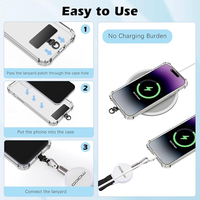 MoKo Anti-theft Phone Tether, Phone Lanyard Retractable Steel Line Cellphone