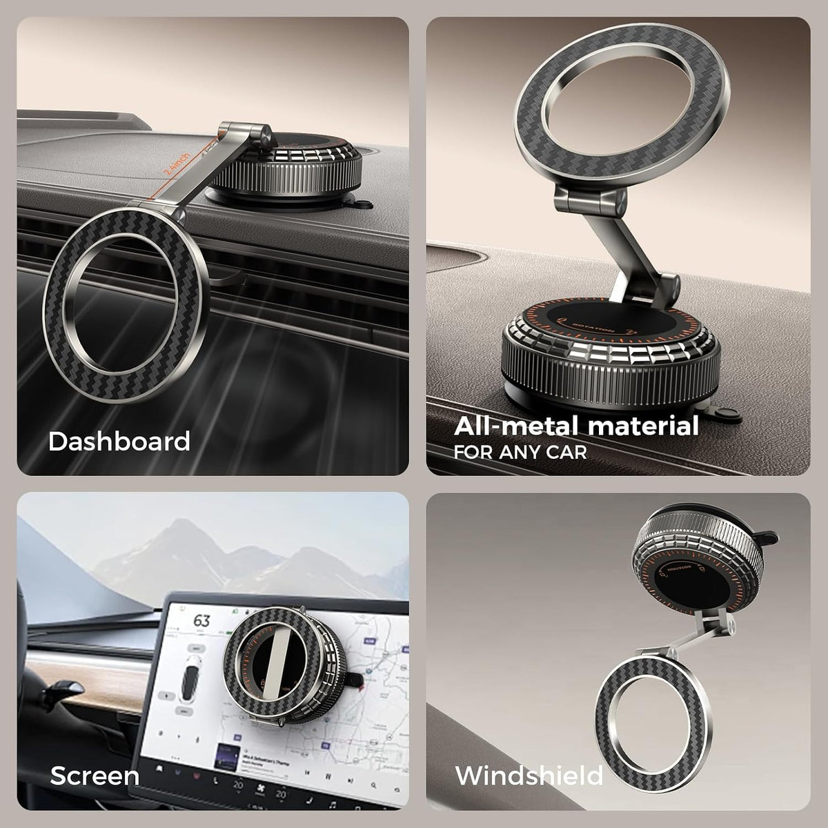 Metal Magnetic Car Phone Holder for Magsafe Phone, Carbon Fiber