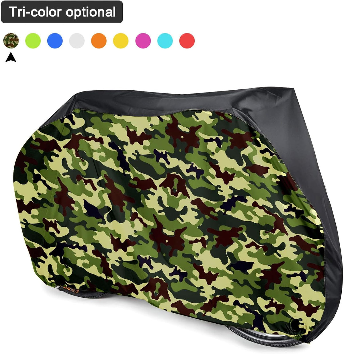 Roctee Waterproof Bicycle Cover - Wind & Rain Protection for XL Mountain & Road Bikes | Black & Camo, 78.7''L x 27.6''W x 43.3''H