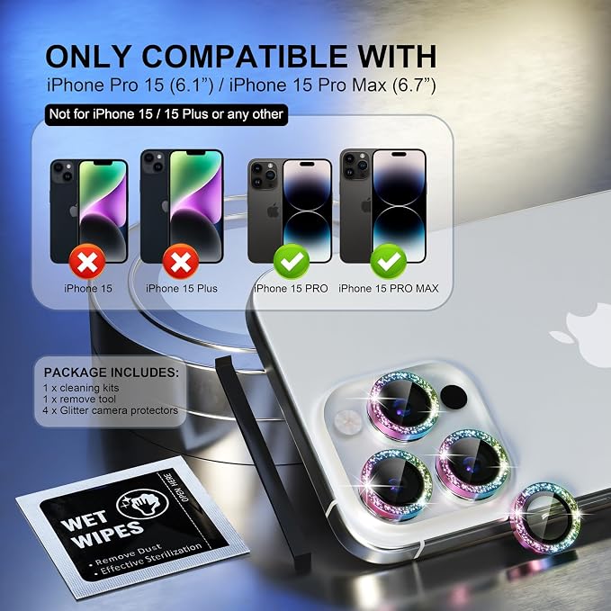 Choiche Compatible for iPhone 15 Pro/iPhone 15 Pro Max Camera Lens Protector