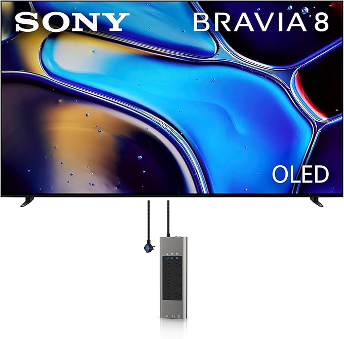 Sony K65XR80 65 Inch IMAX Enhanced Bravia OLED 4K HDR Google TV with an Austere 5S-PS8-US1 V-Series 8-Outlet Power w/Omniport USB (2024)