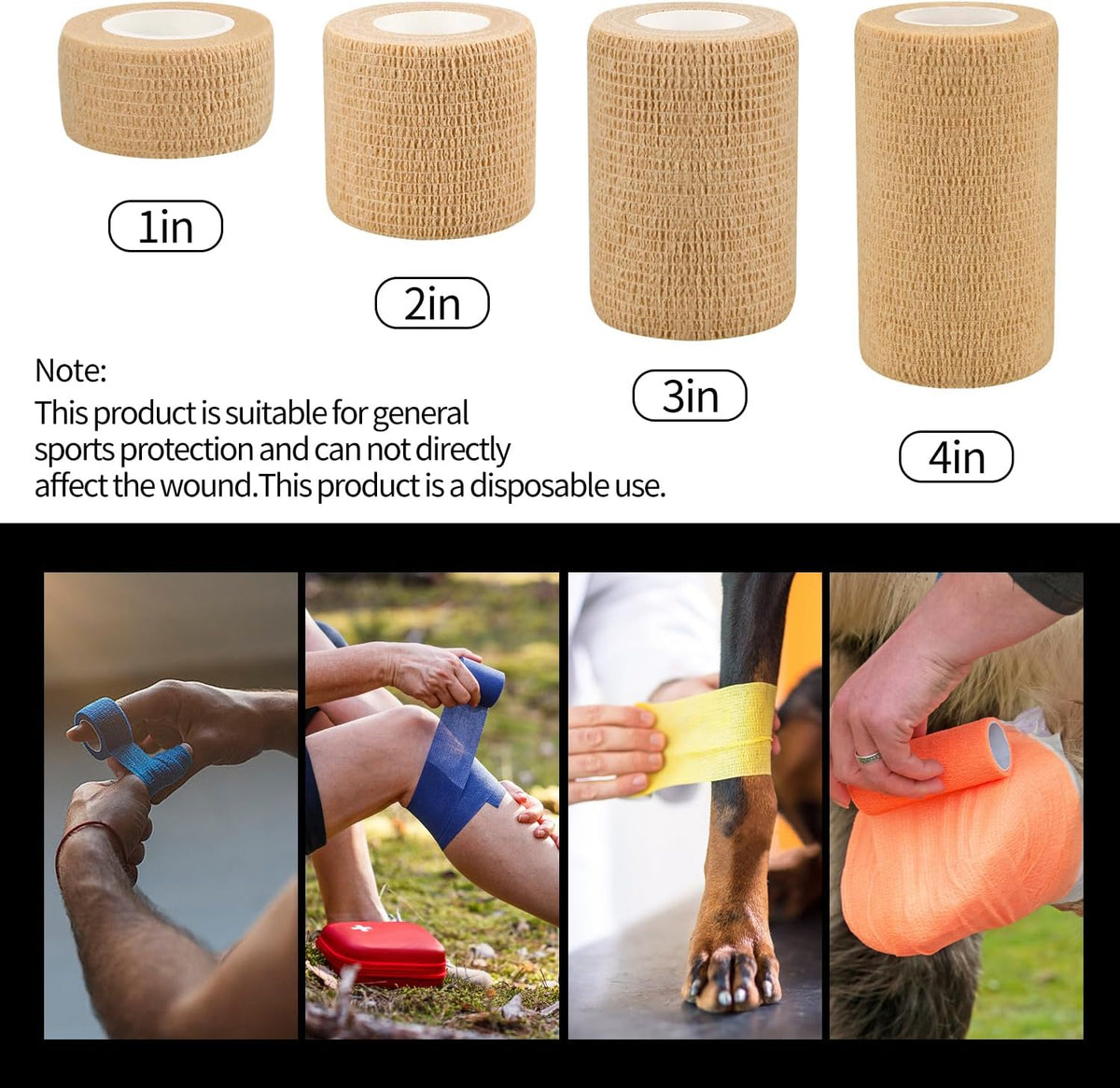 Skiennix Self-Adhesive Bandage Wraps - 6 Pcs, 5 Yards Each, 12 Color Options for Sports & Swelling