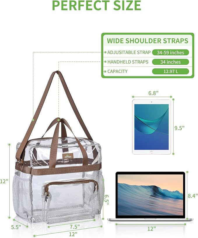 MAY TREE Clear Vinyl Tote Bag, Suitable