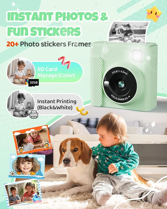 TIATUA Kids Instant Print Camera, Christmas Birthday Gifts
