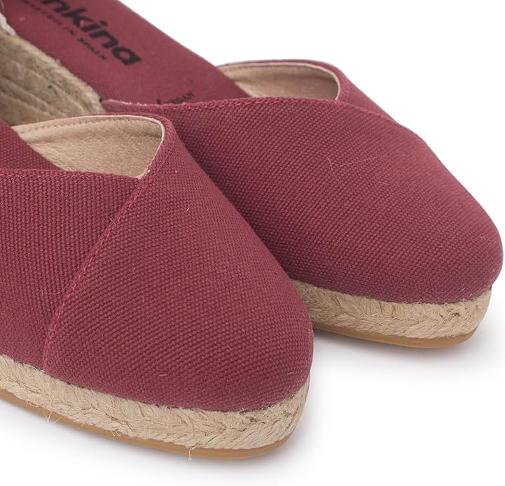 Girona Authentic Spanish Espadrille Wedge Sandals for Women - Sustainable, Eco Friendly, Vegan Shoes. Classic Style, Organic Cotton Canvas Upper, Comfy Insole, Jute Midsole, Rubber Sole. Made in Spain