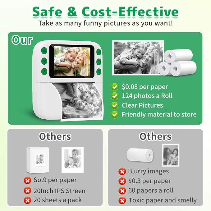 Instant Print Camera for Kids, Christmas Birthday Gifts for Girls Boys