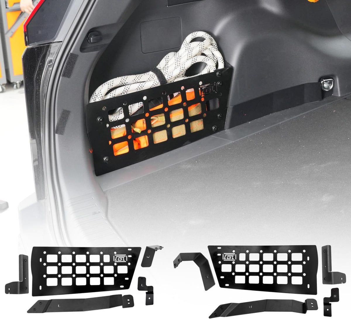 HIGH FLYING for Toyota RAV4 2019-2025 Car Accessories Modular Storage Molle Panel Cargo Shelf Organizer Luggage Carrier Rack Aluminum Alloy (with Conjoined Cross Bar)
