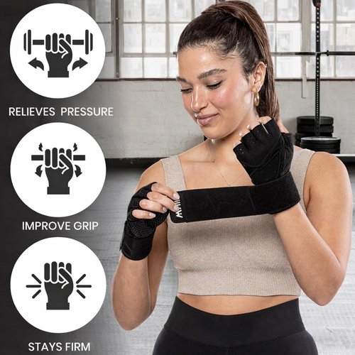 MhIL Workout Gloves for Women - Breathable Gym Gloves with Palm Protection & Enhanced Grip - Padded Weightlifting Gloves with Wrist Wraps Support