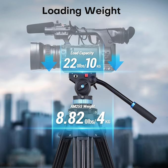 SIRUI AM-25S Video Tripod, 74.8" Professional Heavy Duty Tripod
