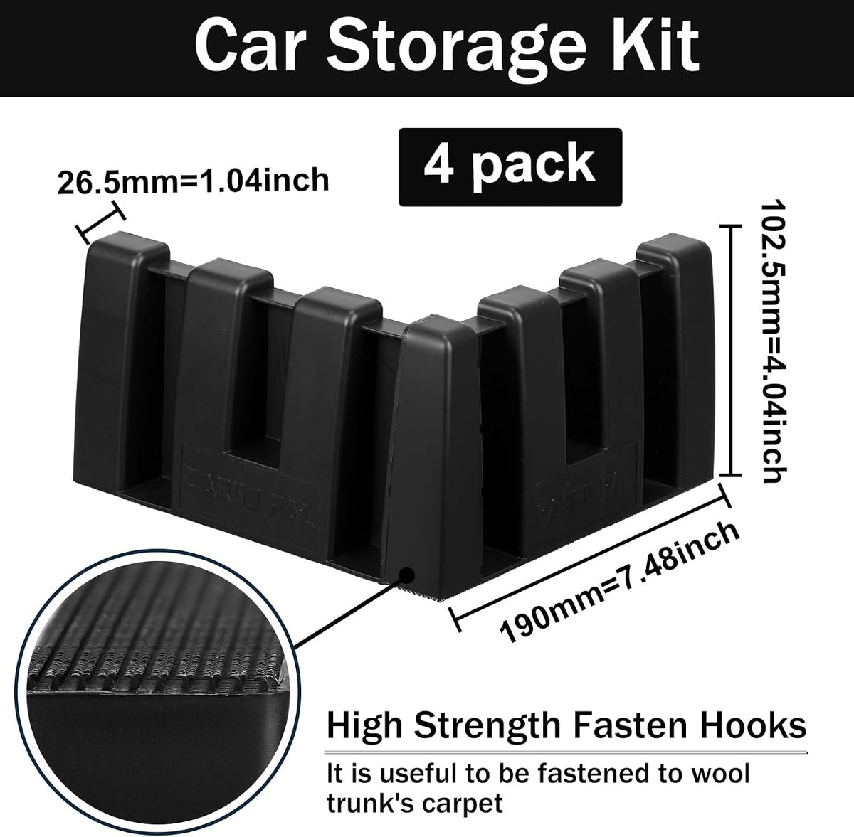 4 Pack Car Trunk Organizer Blocks for Back of SUV Multipurpose Car Storage Organizer Blocks Trunk Divider Available to Wool Carpet for Truck SUV Van Cargo