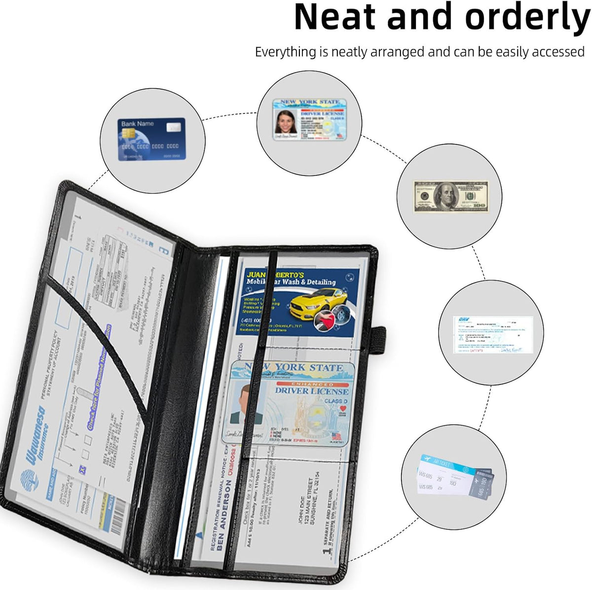 Car Registration and Insurance Holder for Women & Men Glove Box - Durable Auto Insurance Card Organizer with Easy Access,Holds Driver's License & Registration Cards,Bald Eagle