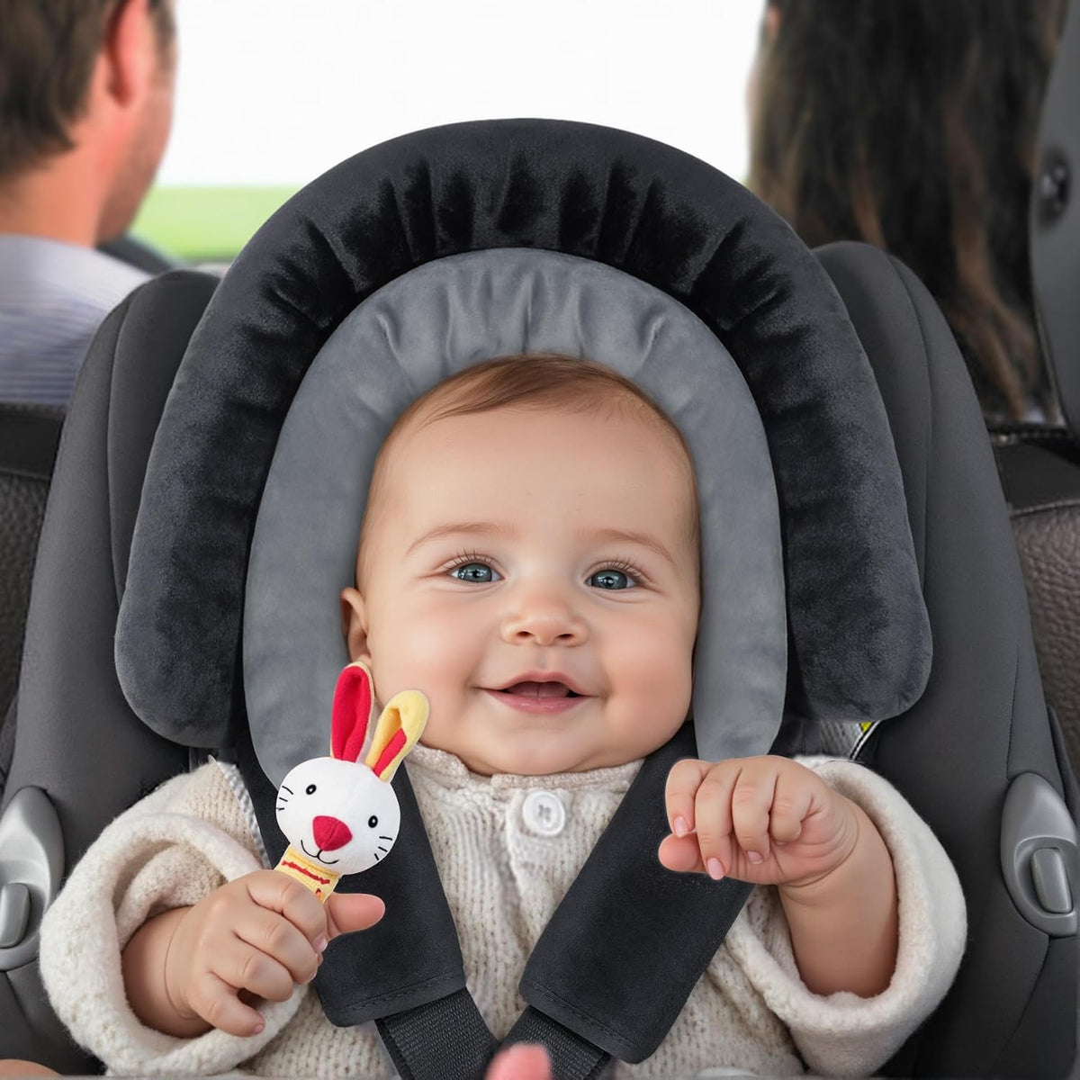COOLBEBE New Babybody Support & Strap Covers Set for Newborn Infant Toddler- Extra Soft Stroller Cushion Pads Car Seat Insert, Perfect for Carseats, Strollers, Swings, Black