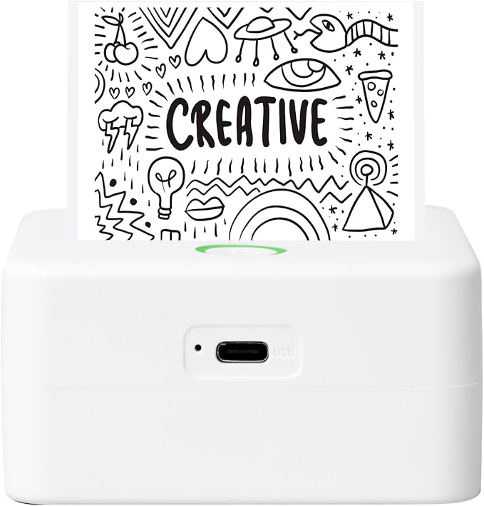 Mini Portable Thermal Printer, Monochrome Label, Receipt and Image Printer