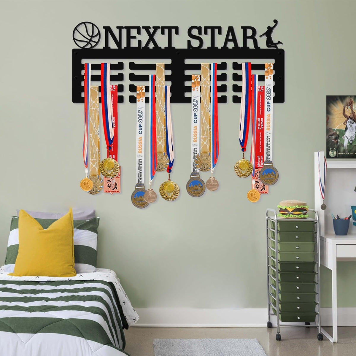 Skiennix Personalized Medal Hanger - Custom Wall Display Rack for Awards & Ribbons | Perfect Gift for Athletes