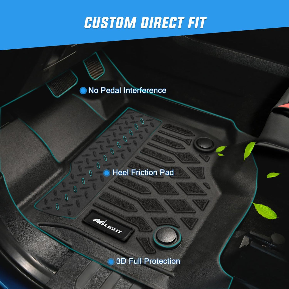 Nilight TPE Floor Mats for Chevy Silverado GMC Sierra 1500 Crew Cab 2007-2013, Silverado GMC Sierra 2500 3500 2007 2008 2009 2010 2011 2012 2013 2014 All Weather Custom Fit Heavy Duty Floor Liners