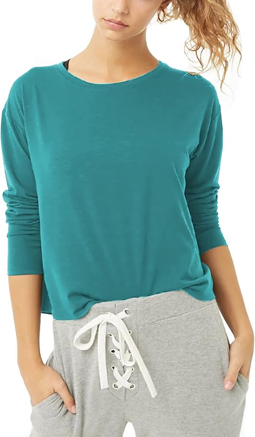 Bestisun Long Sleeve Workout Shirts Yoga Dance Tops Open Back Athletic Clothes for Women