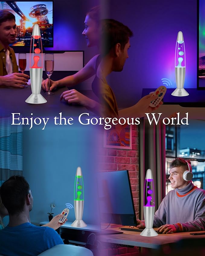 17 Colors Changing LED Liquid Motion Lamps with Remote - 13.5 Inch Liquid Night Light for Adults Teens, Relaxing Ambient Lighting for Home Décor, Valentine's Day Party Christmas Gifts for Women Men